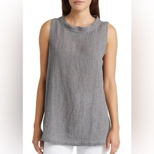 Eileen Fisher Puckered Organic Linen Mock Neck Top